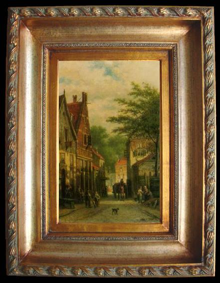framed  unknow artist European city landscape, street landsacpe, construction, frontstore, building and architecture. 319, Ta059-2